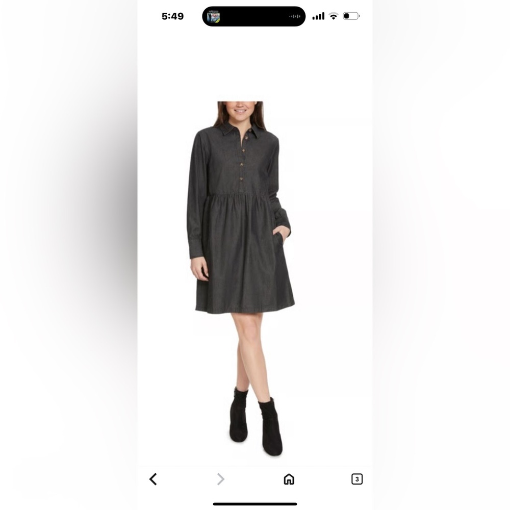 Nine West Charcoal Long-Sleeve Dress